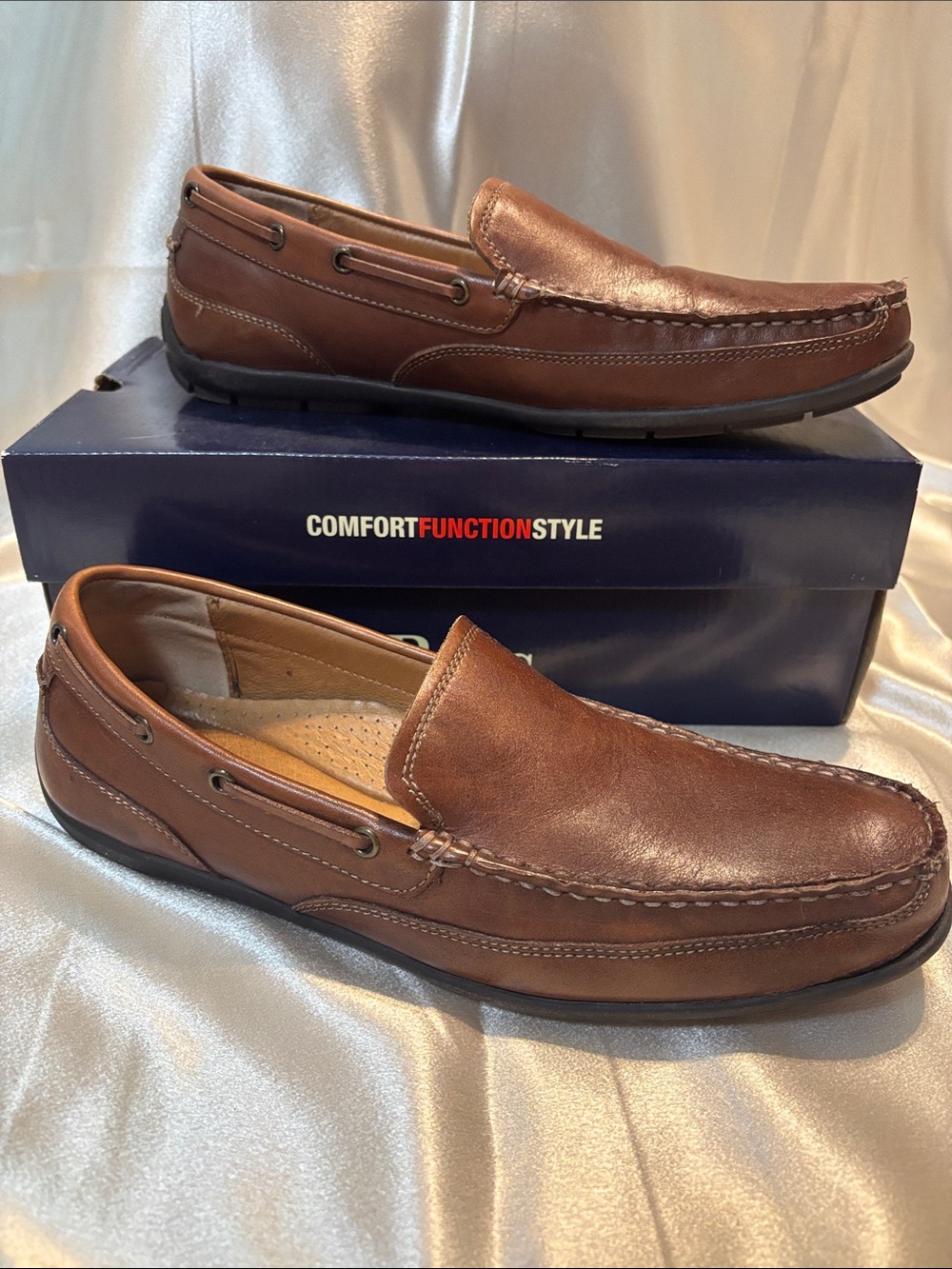Bass Brown Leather Slip-On Moc Toe Loafers